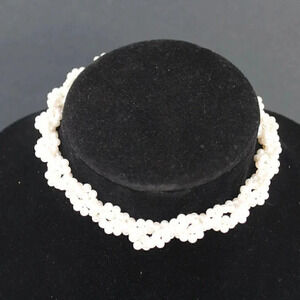 Vintage Twisted White Faux Pearl Beaded Art Deco Choker Necklace Jewelry